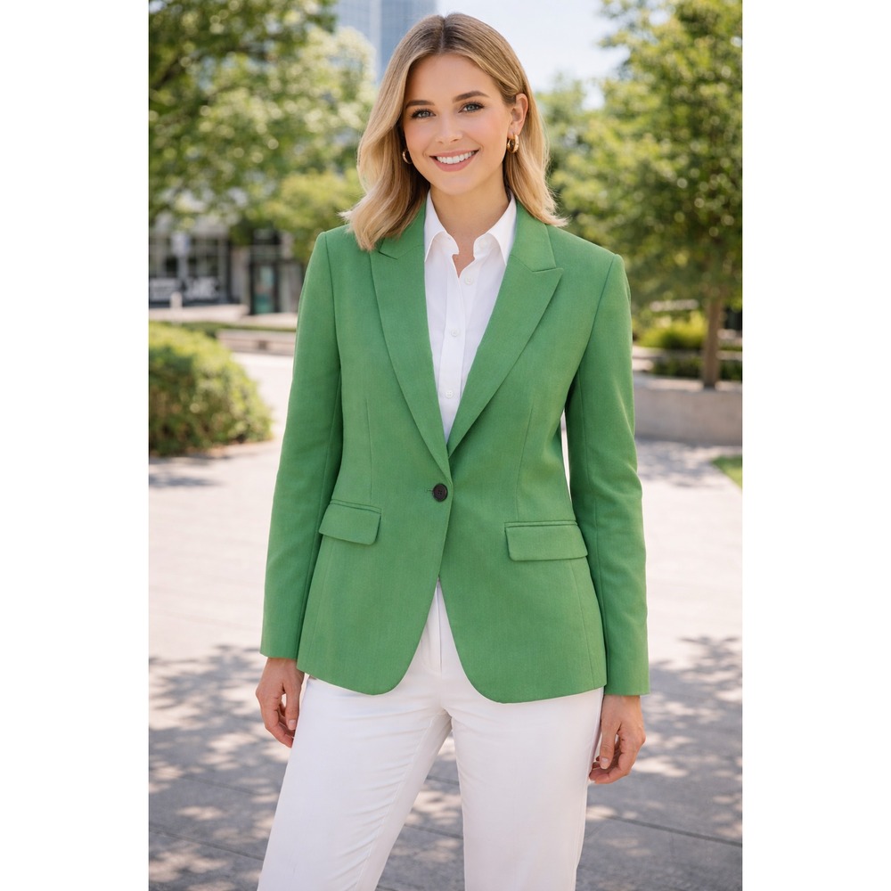 Ann Taylor Women's One-Button Blazer – Size 14 – Kelly Green - Picture 4 of 7